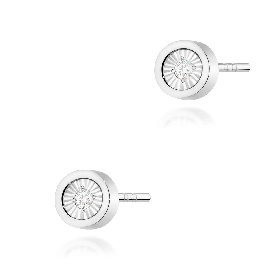 14k White Gold Earrings Stud Clasp | 2x 0.08ct Diamonds | GREMARI Jewelry