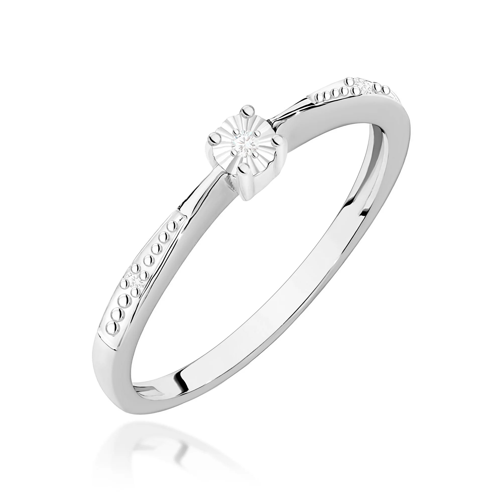 14K (585) White Gold Ring | 0.02ct Diamonds | GREMARI Jewelry
