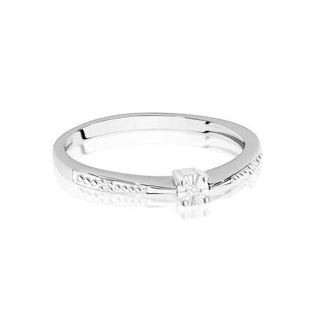 14K (585) White Gold Ring | 0.02ct Diamonds | GREMARI Jewelry