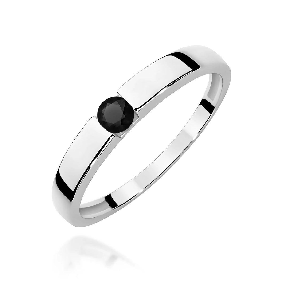 14k (585) White Gold Rings | 0.12ct Black Diamond | GREMARI Jewelry