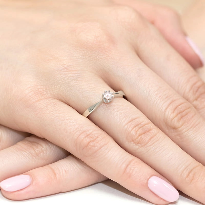 14k (585) White Gold Ring | 0.15ct Diamond | GREMARI Jewelry