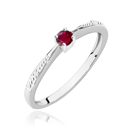 14K (585) White Gold Ring | 0.15ct Ruby and 0.01ct Diamonds | GREMARI Jewelry