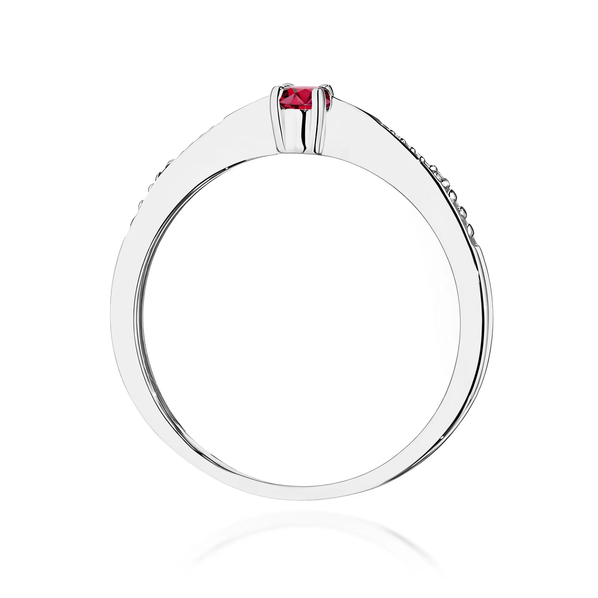 14K (585) White Gold Ring | 0.15ct Ruby and 0.01ct Diamonds | GREMARI Jewelry