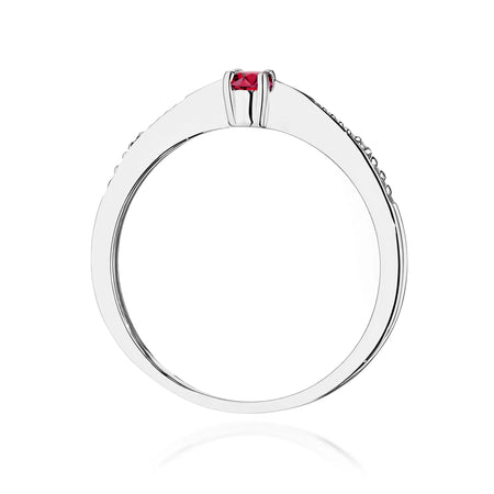 14K (585) White Gold Ring | 0.15ct Ruby and 0.01ct Diamonds | GREMARI Jewelry