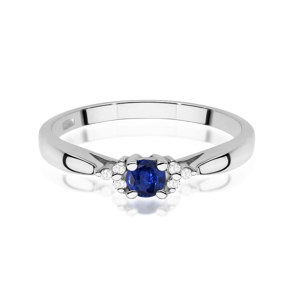14k (585) White Gold Rings | 0.15ct Sapphire and 0.03ct Diamonds | GREMARI Jewelry

