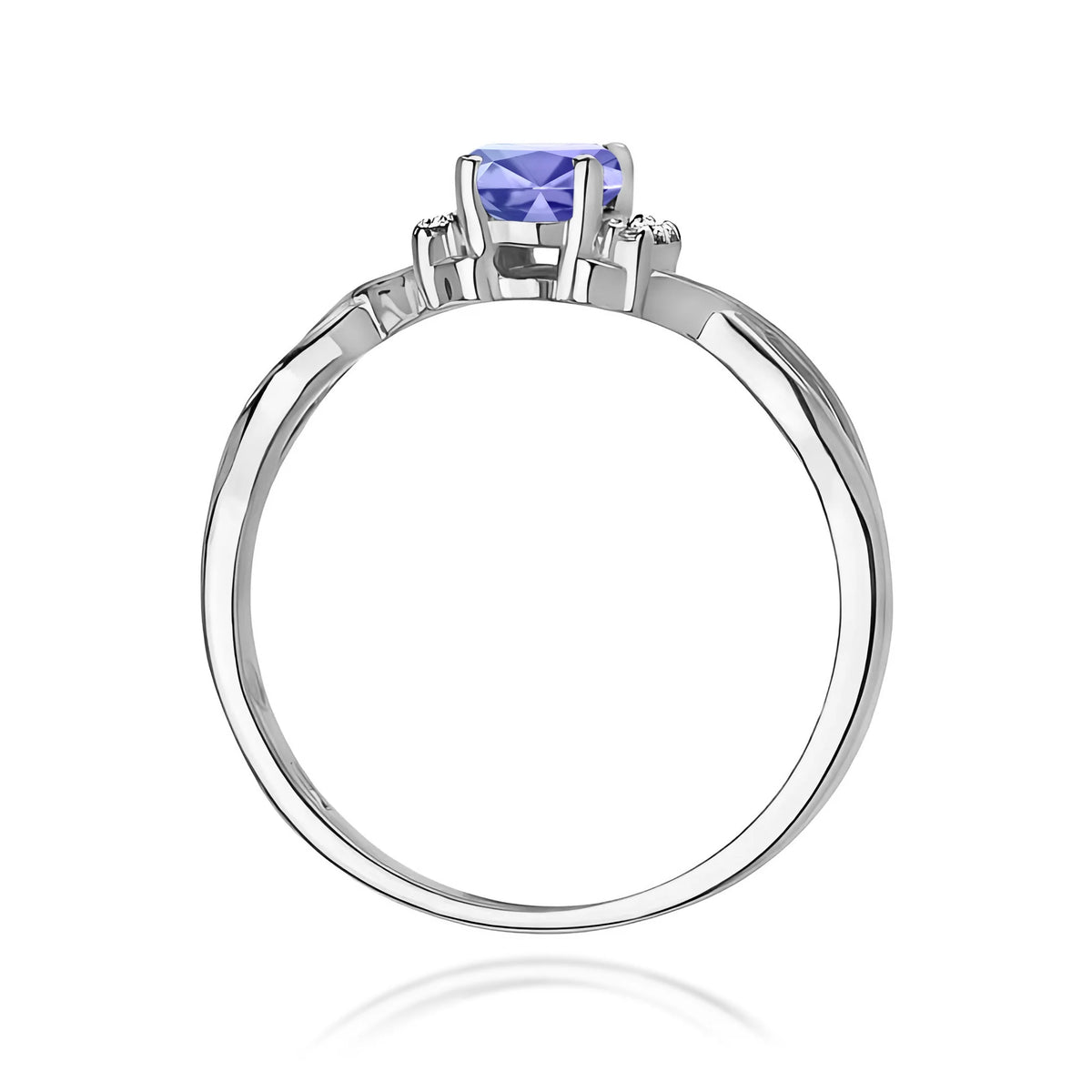 14k (585) White Gold Ring | 0.40ct Tansanit and 0.052ct Diamonds | GREMARI Jewelry