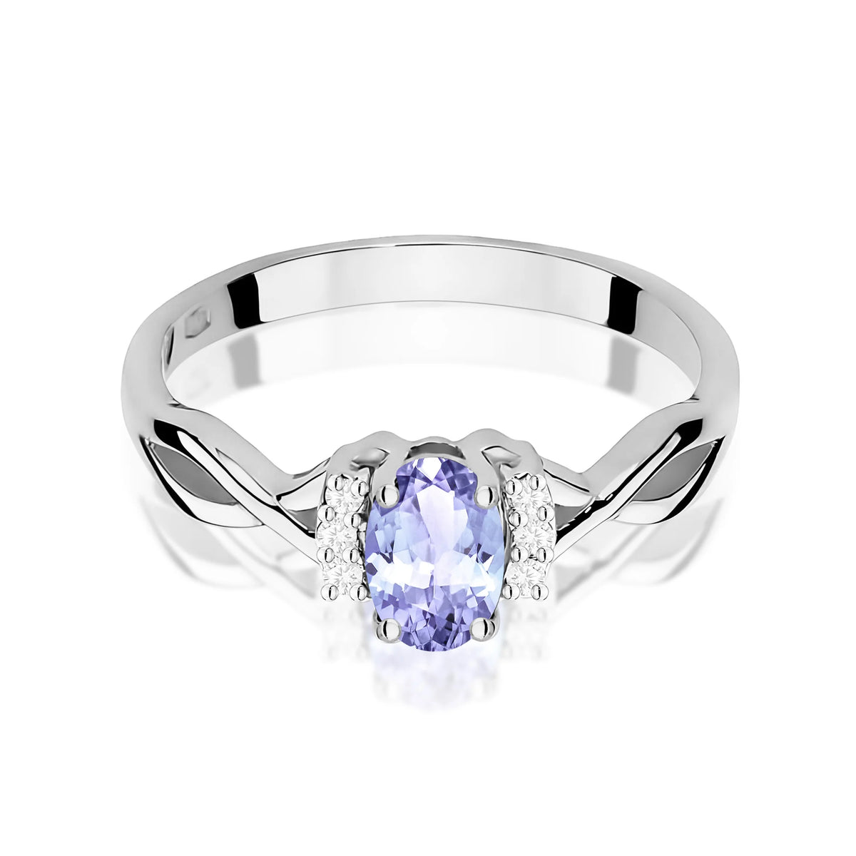 14k (585) White Gold Ring | 0.40ct Tansanit and 0.052ct Diamonds | GREMARI Jewelry