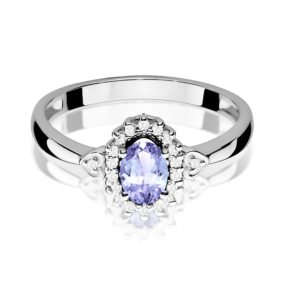 14k (585) White Gold Ring | 0.40ct Tansanit and 0.10ct Diamonds | GREMARI Jewelry
