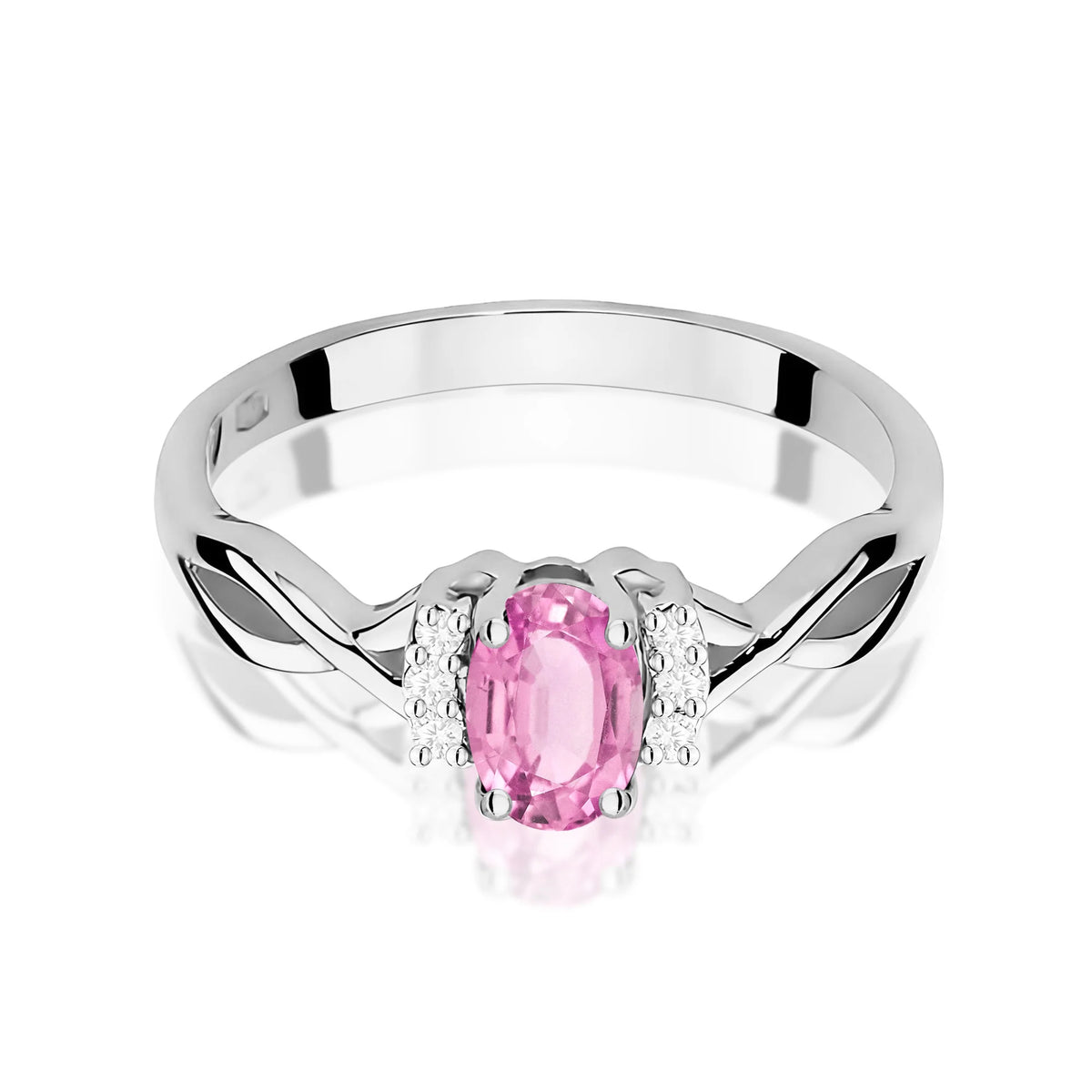 14k (585) White Gold Ring | 0.45ct Pink Sapphire and 0.052ct Diamonds | GREMARI Jewelry