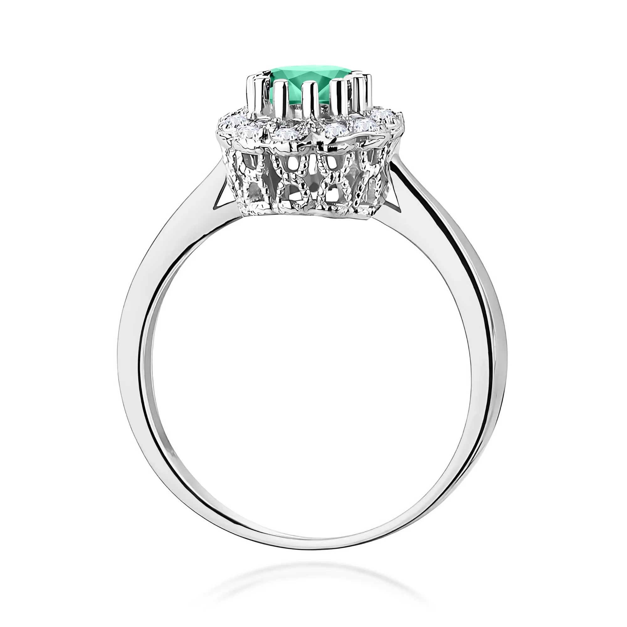 14k (585) White Gold Ring |  0.50ct Emerald & 0.174ct Diamonds | GREMARI Jewelry
