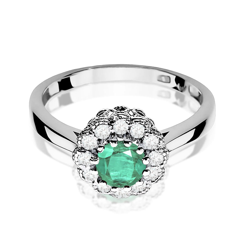 14k (585) White Gold Ring |  0.50ct Emerald & 0.174ct Diamonds | GREMARI Jewelry