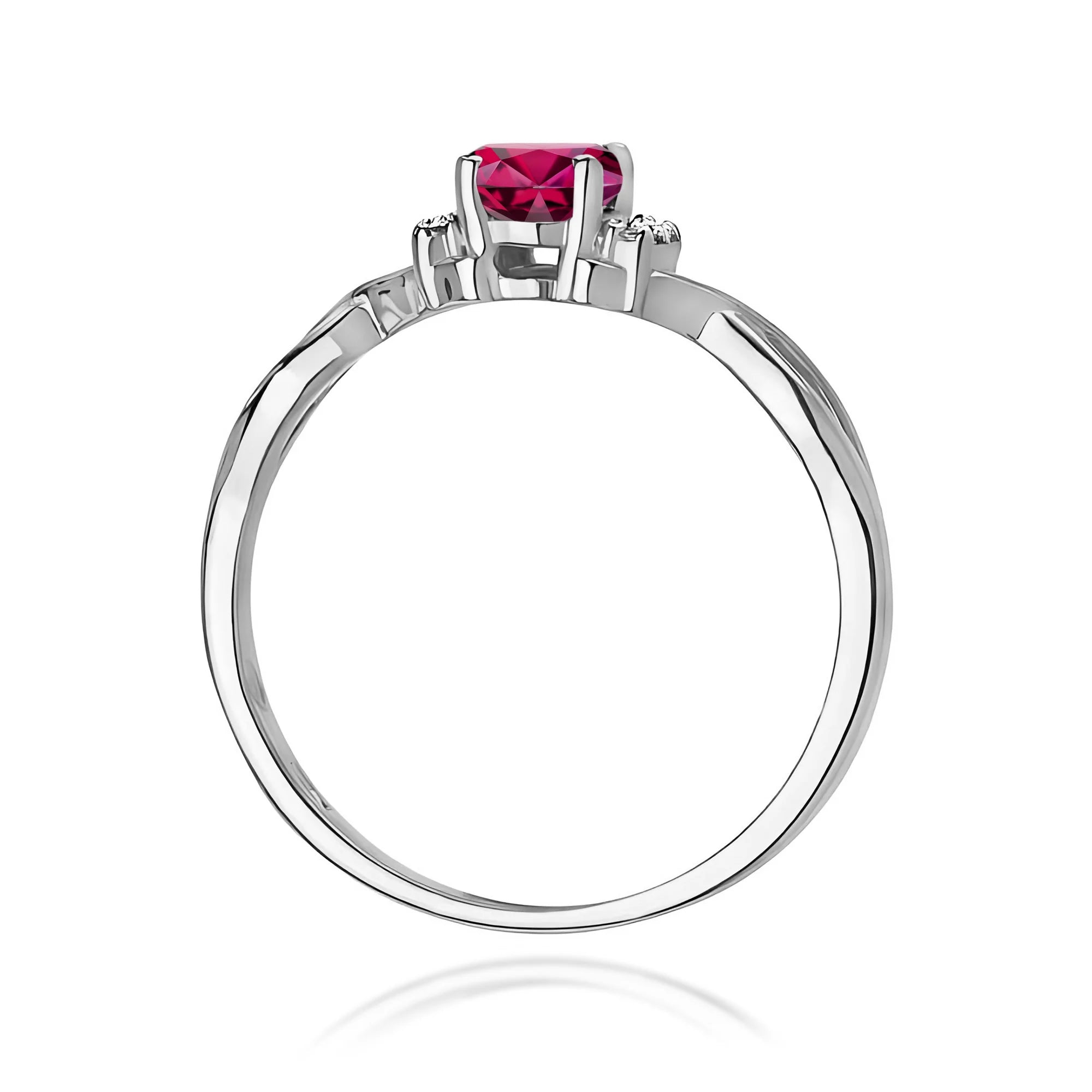 14k (585) White Gold Ring | 0.50ct Rhodolite and 0.052ct Diamonds | GREMARI Jewelry
