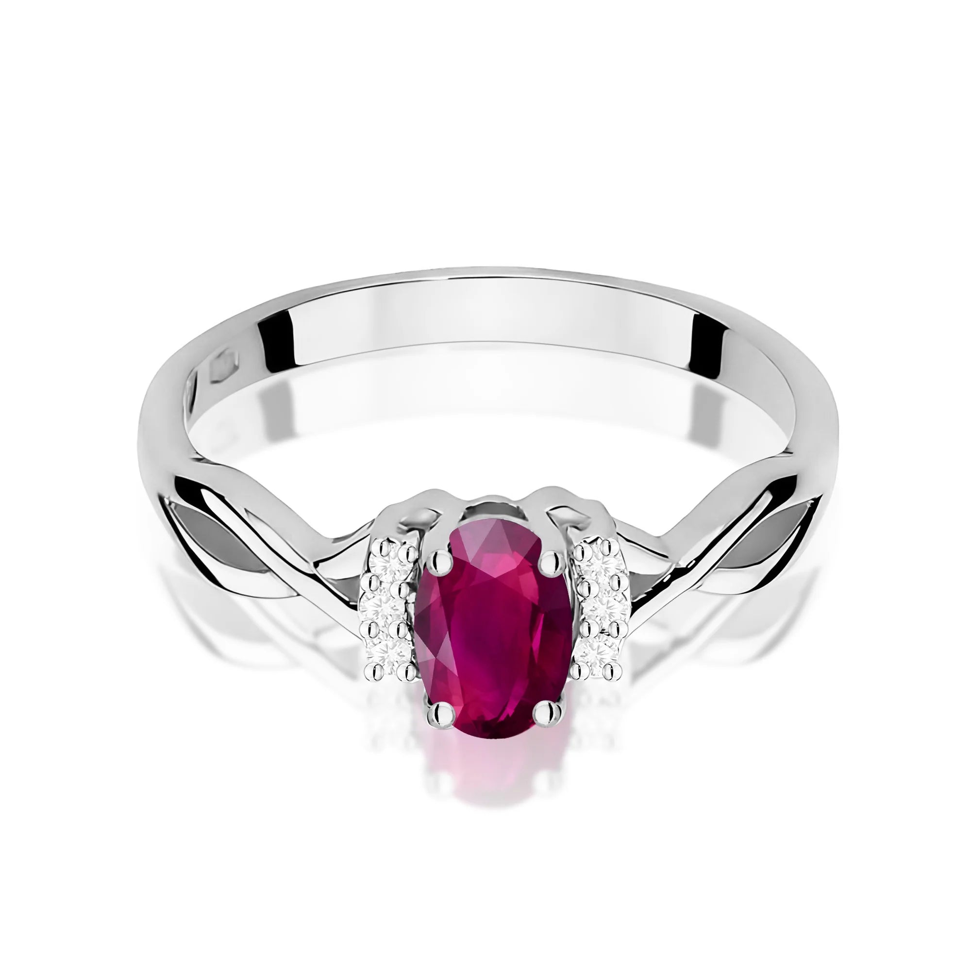 14k (585) White Gold Ring | 0.50ct Rhodolite and 0.052ct Diamonds | GREMARI Jewelry
