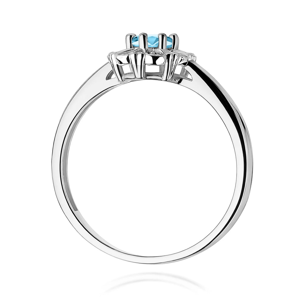 14k (585) White Gold Ring | 0.50ct Topaz and 0.069ct Diamonds | GREMARI Jewelry