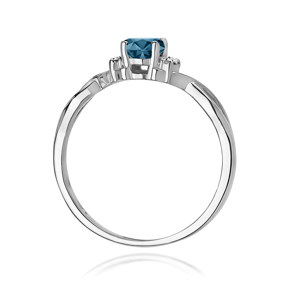 14k (585) White Gold Ring | 0.50ct Topaz London Blue and 0.052ct Diamonds | GREMARI Jewelry