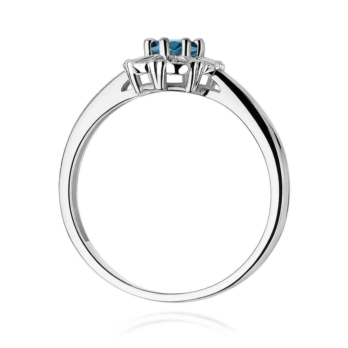 14k (585) White Gold Ring | 0.50ct Topaz London Blue and 0.069ct Diamonds | GREMARI Jewelry
