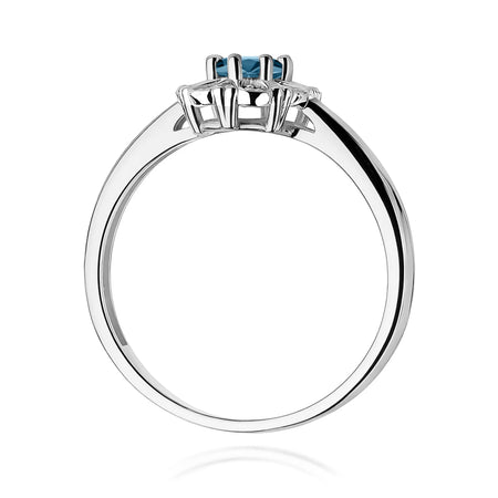 14k (585) White Gold Ring | 0.50ct Topaz London Blue and 0.069ct Diamonds | GREMARI Jewelry
