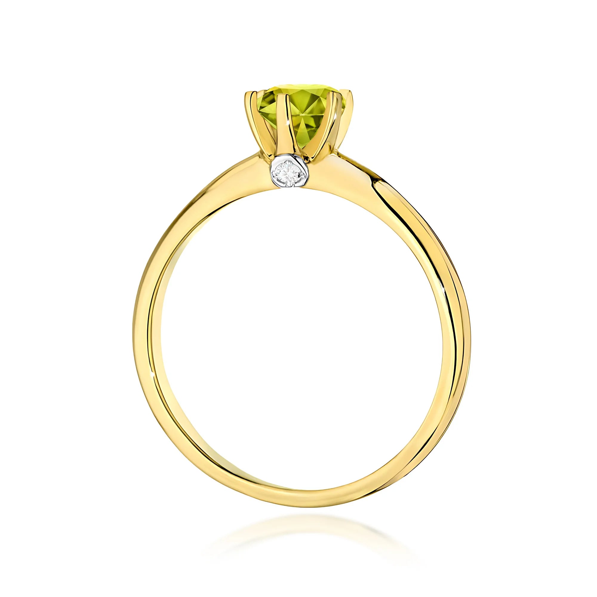 14k (585) White Gold Ring | 0.60ct Olivine & 0.04ct Diamonds | GREMARI Jewelry