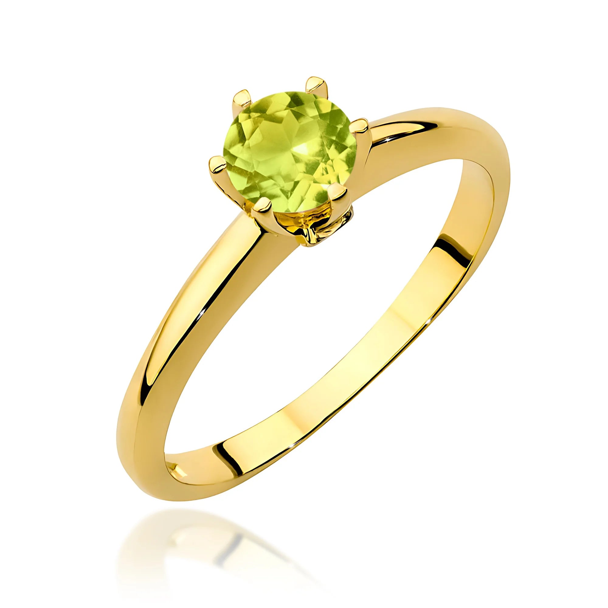 14k (585) White Gold Ring | 0.60ct Olivine & 0.04ct Diamonds | GREMARI Jewelry