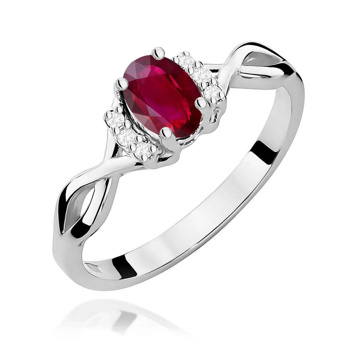 14k (585) White Gold Ring | 0.60ct Ruby and 0.052ct Diamonds | GREMARI Jewelry