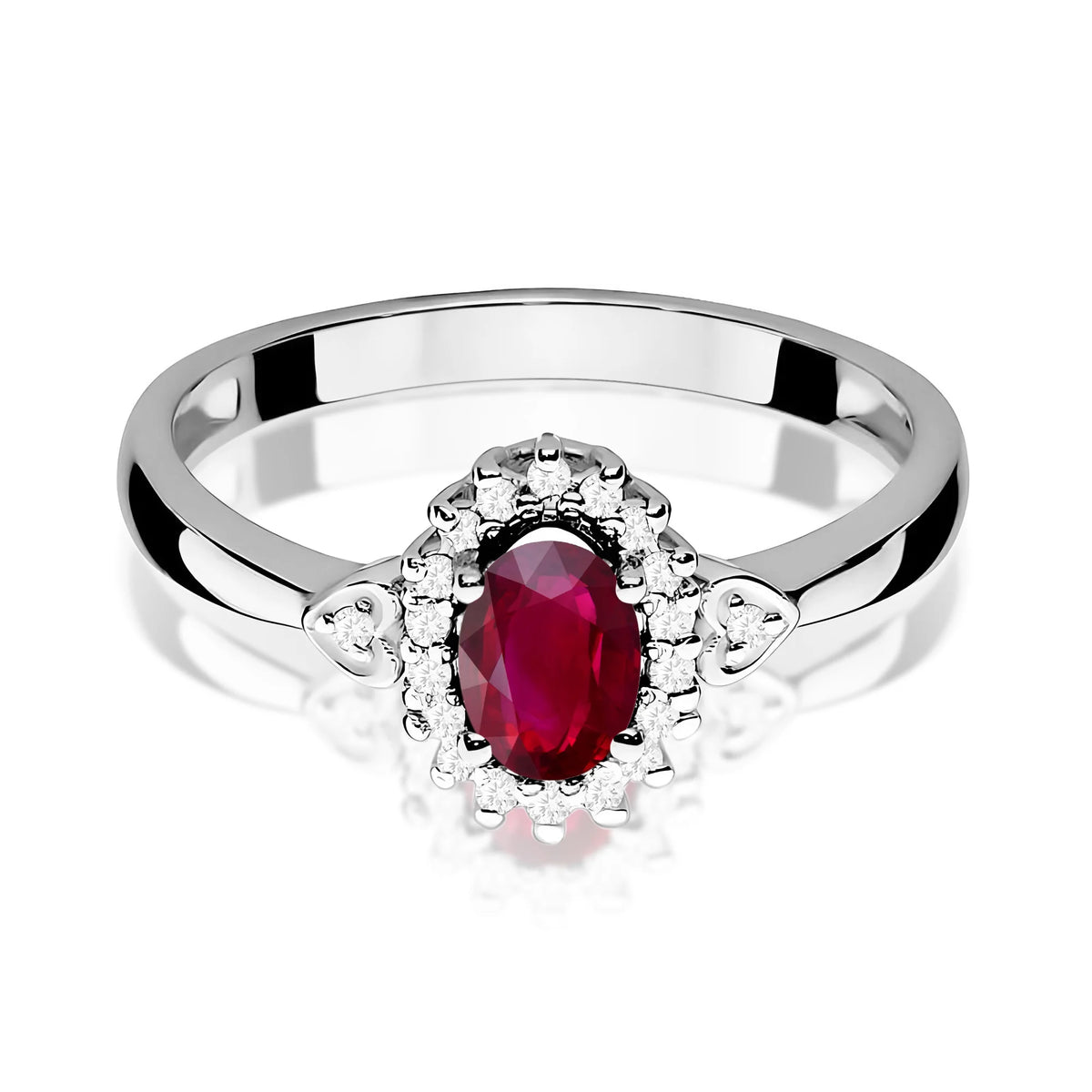 14k (585) White Gold Ring | 0.60ct Ruby & 0.10ct Diamonds | GREMARI Jewelry