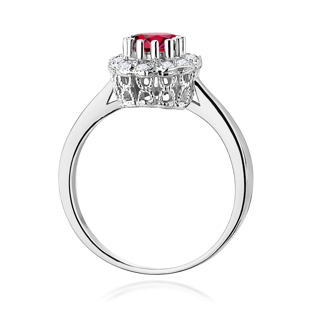 14k (585) White Gold Ring |  0.60ct Ruby & 0.174ct Diamonds | GREMARI Jewelry