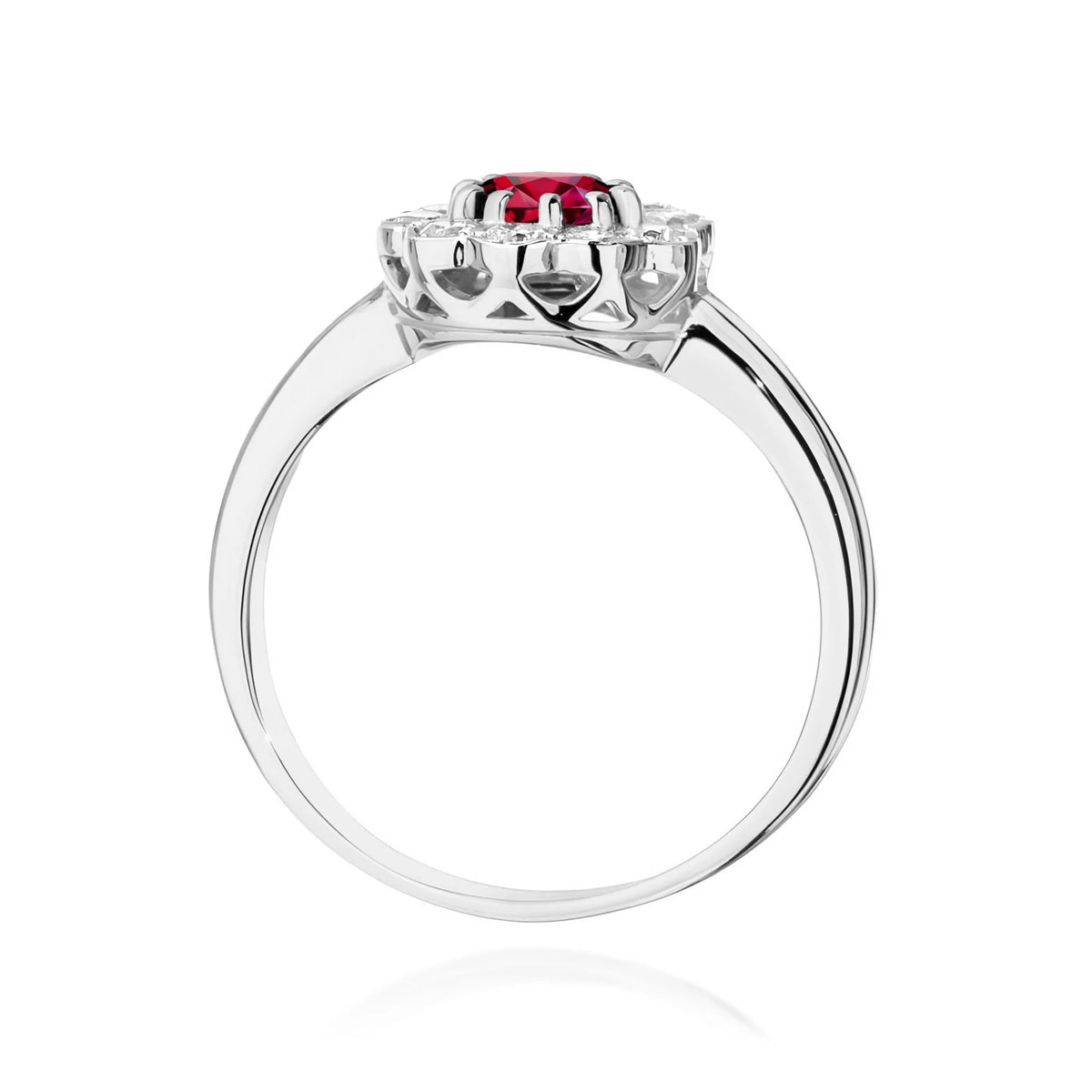 14k (585) White Gold Ring | 0.60ct Ruby and 0.30ct Diamonds | GREMARI Jewelry
