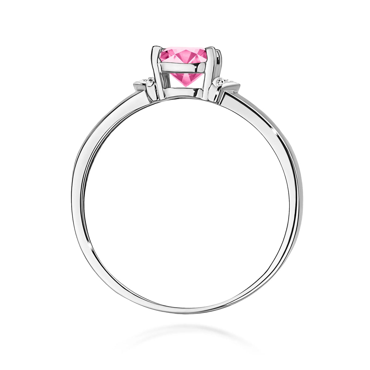 14k (585) White Gold Ring | 0.65ct Pink topaz and 0.01ct Diamonds | GREMARI Jewelry