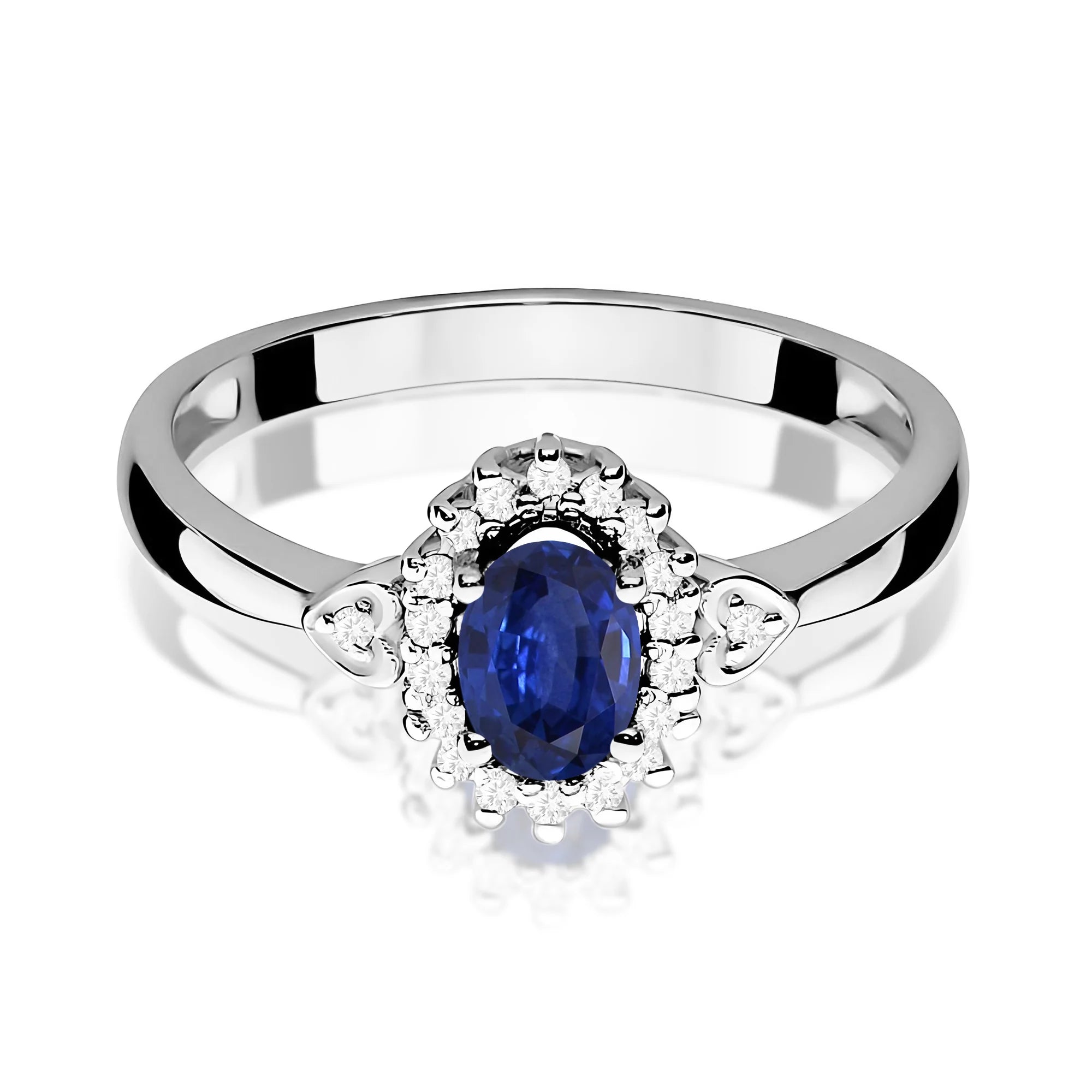 14k (585) White Gold Ring | 0.70ct Sapphire and 0.10ct Diamonds | GREMARI Jewelry
