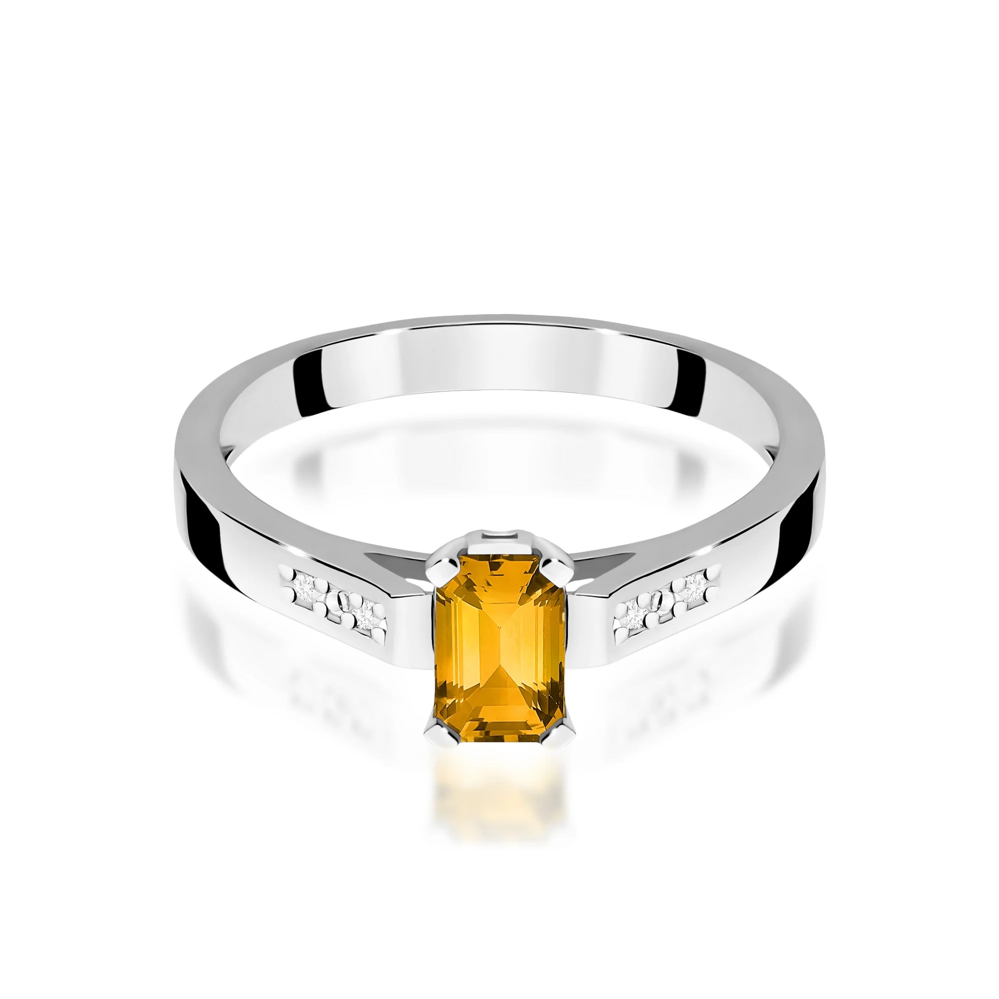 14k (585) White Gold Rings | 0.80ct Citrin and 0.04ct Diamonds | GREMARI Jewelry

