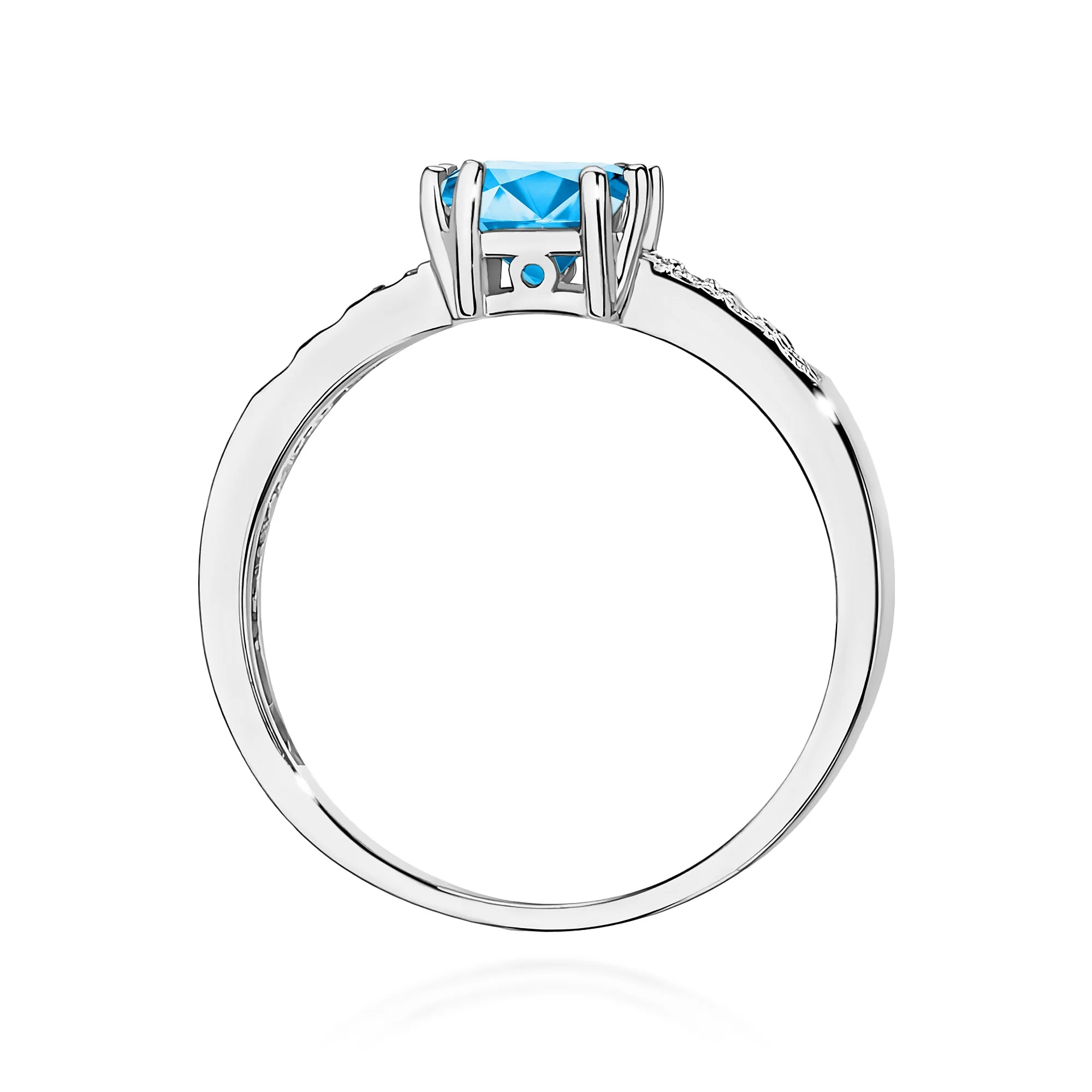 14k (585) White Gold Rings | 1.10ct Topaz and 0.06ct Diamonds | GREMARI Jewelry
