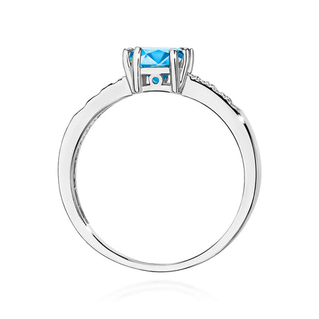 14k (585) White Gold Rings | 1.10ct Topaz and 0.06ct Diamonds | GREMARI Jewelry
