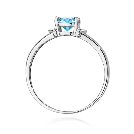 14k White Gold Ring | 0.70ct Topaz & 0.01ct Diamonds | GREMARI Jewelry
