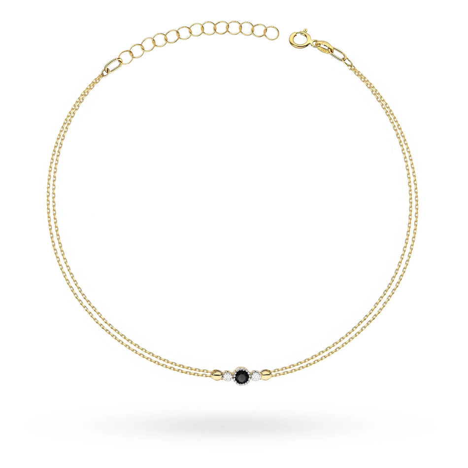 14k Gold (585) Bracelet | 0.12ct Black Diamond & 0.029ct Diamonds