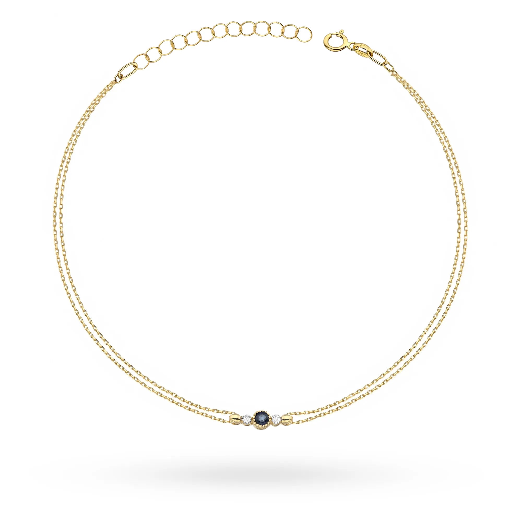 14k Gold (585) Bracelet | 0.15ct Sapphire & 0.029ct Diamonds