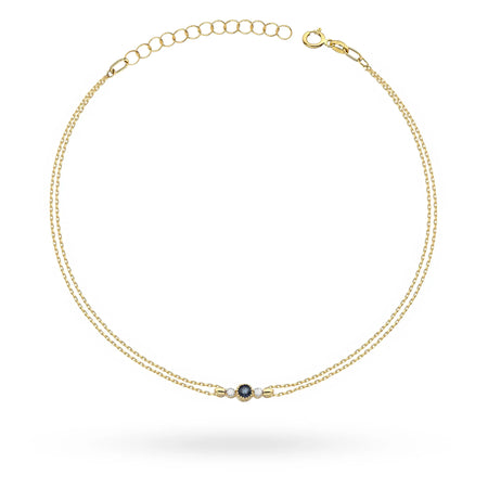 14k Gold (585) Bracelet | 0.15ct Sapphire & 0.029ct Diamonds