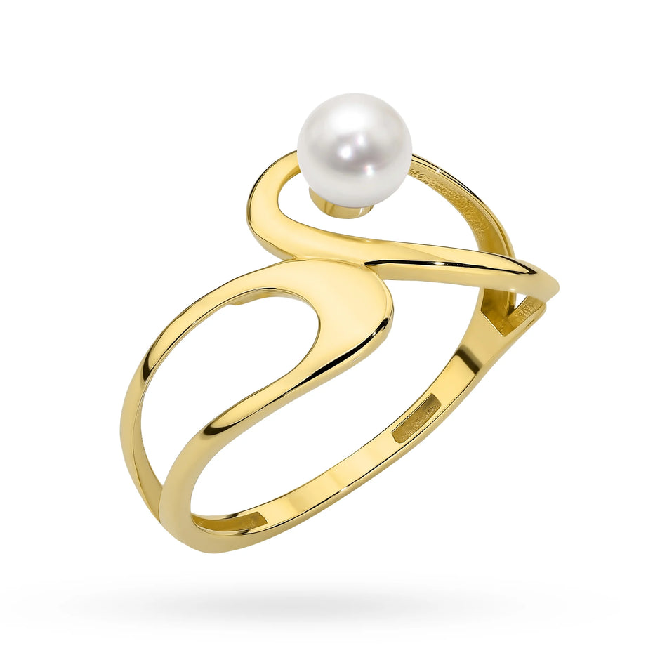 Prsten ze 14karátového zlata | Perla v ozdobném pouzdře | Elegantní vintage šperk z drahých kovů Nadčasový klasický dárek