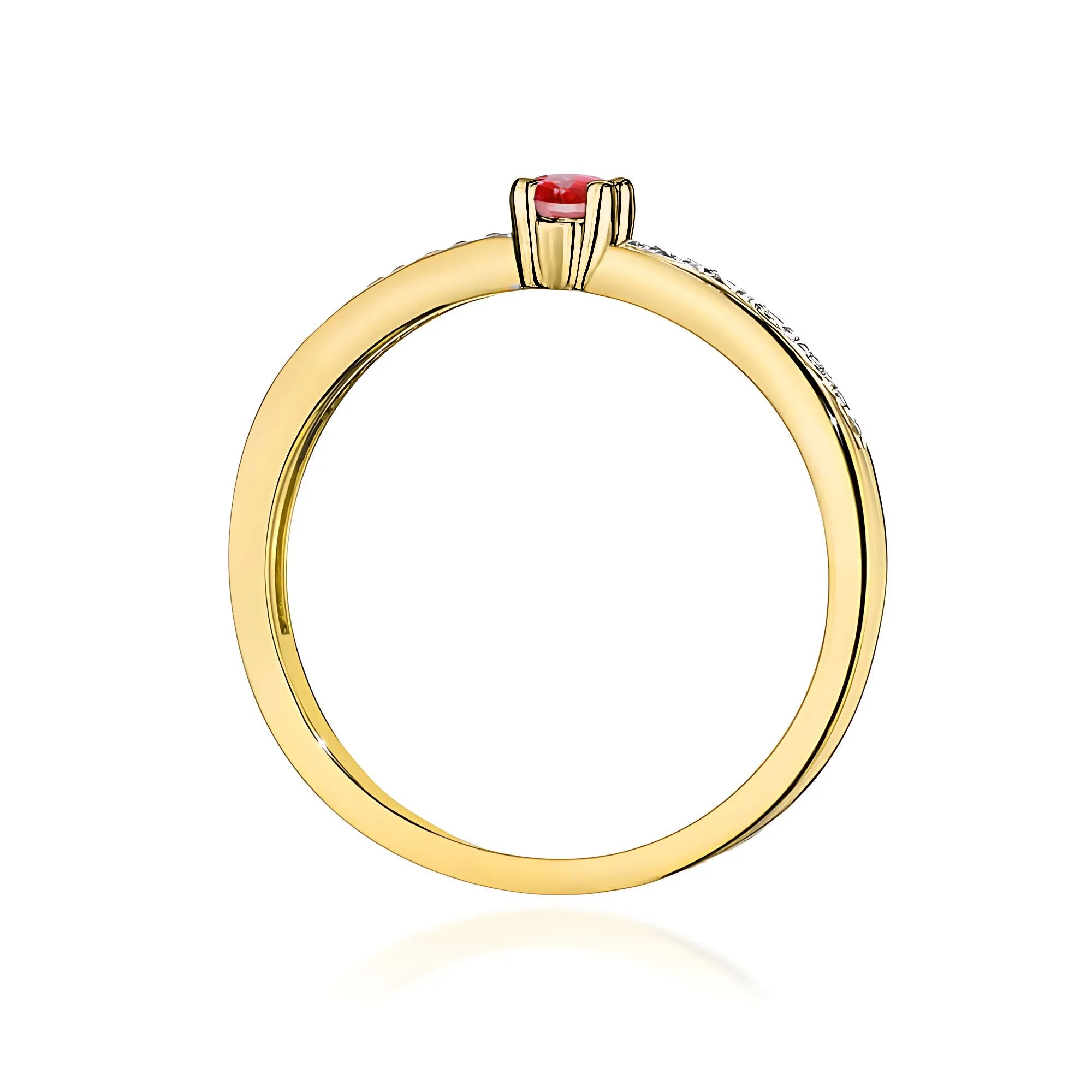 14k gold ring with 0.15ct ruby and 0.05ct diamonds. Packed in black box, paper and gift bag.