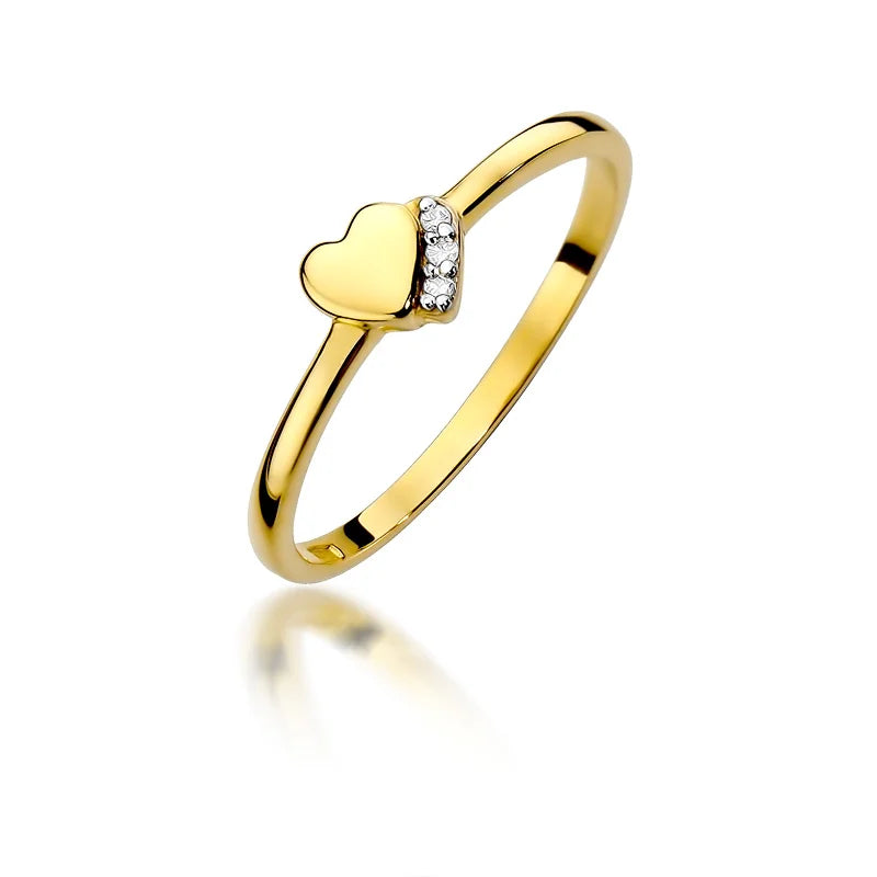 14k gold ring with 0.015ct diamonds. Packaged in an black box, paper and a gift bag.