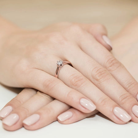 14k Rose Gold (585) Diamond Classic Engagement Ring | Fine Jewelry Gift