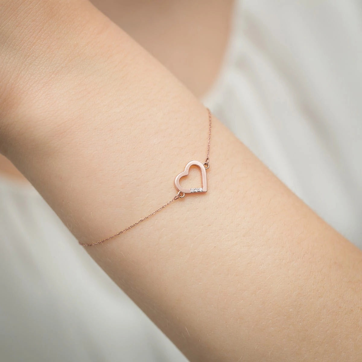 14k Rose Gold (585) Bracelet | 0.015ct Diamonds | Sparkling Elegant Luxury Jewelry Gift