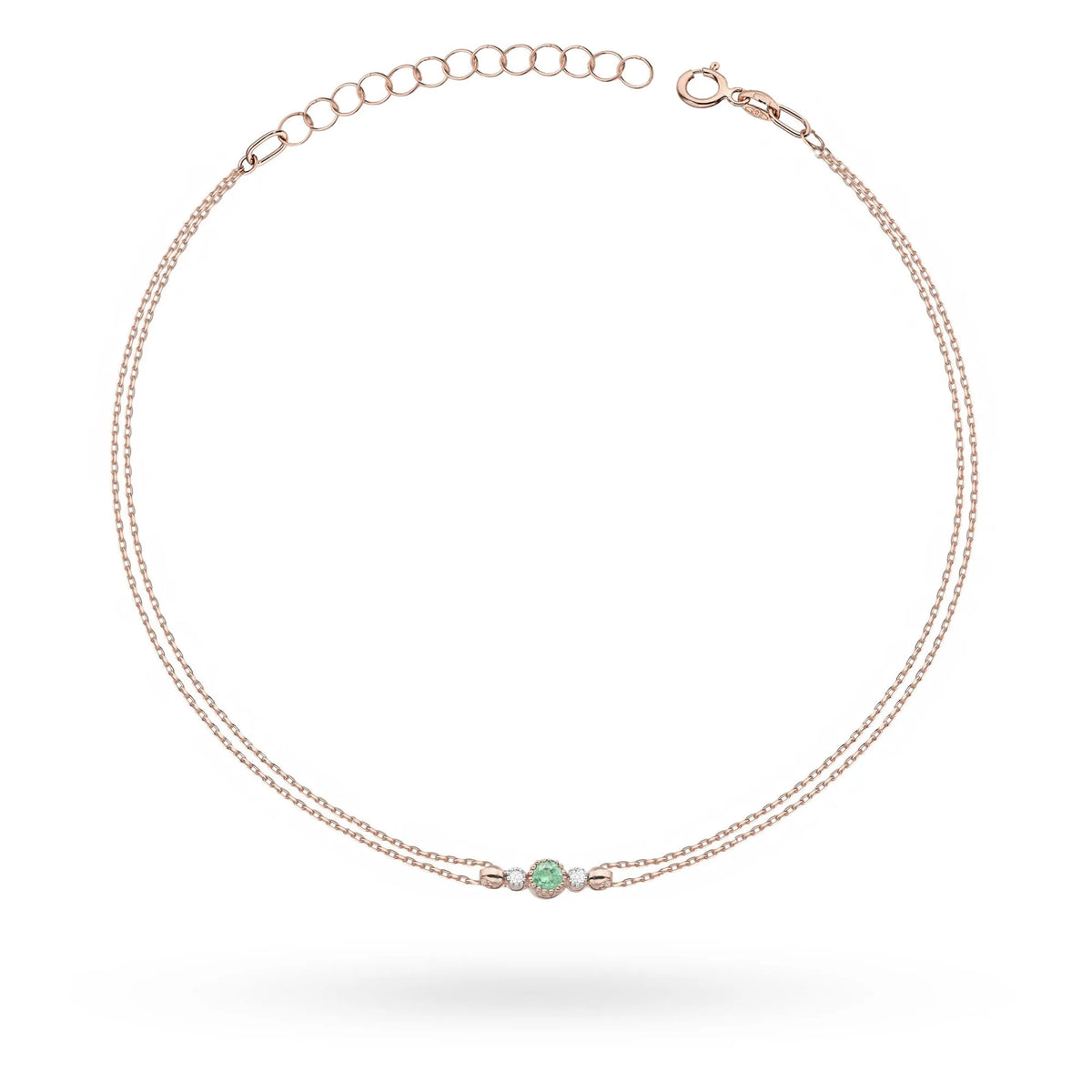 zlatý náramek s 0,15ct smaragdem a 0,029ct diamanty b0005-emg-01