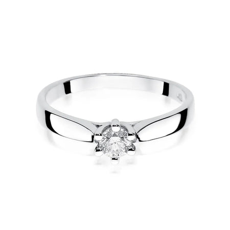 14k White Gold (585) Diamond Classic Engagement Ring | Fine Jewelry Gift
