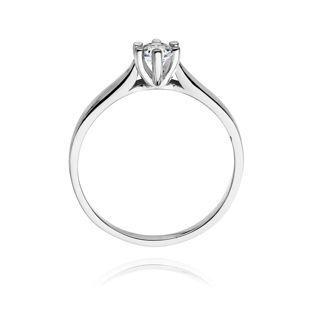 14k White Gold (585) Diamond Classic Engagement Ring | Fine Jewelry Gift