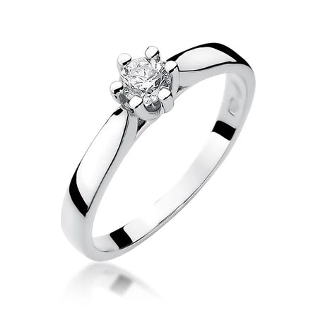 14k White Gold (585) Diamond Classic Engagement Ring | Fine Jewelry Gift