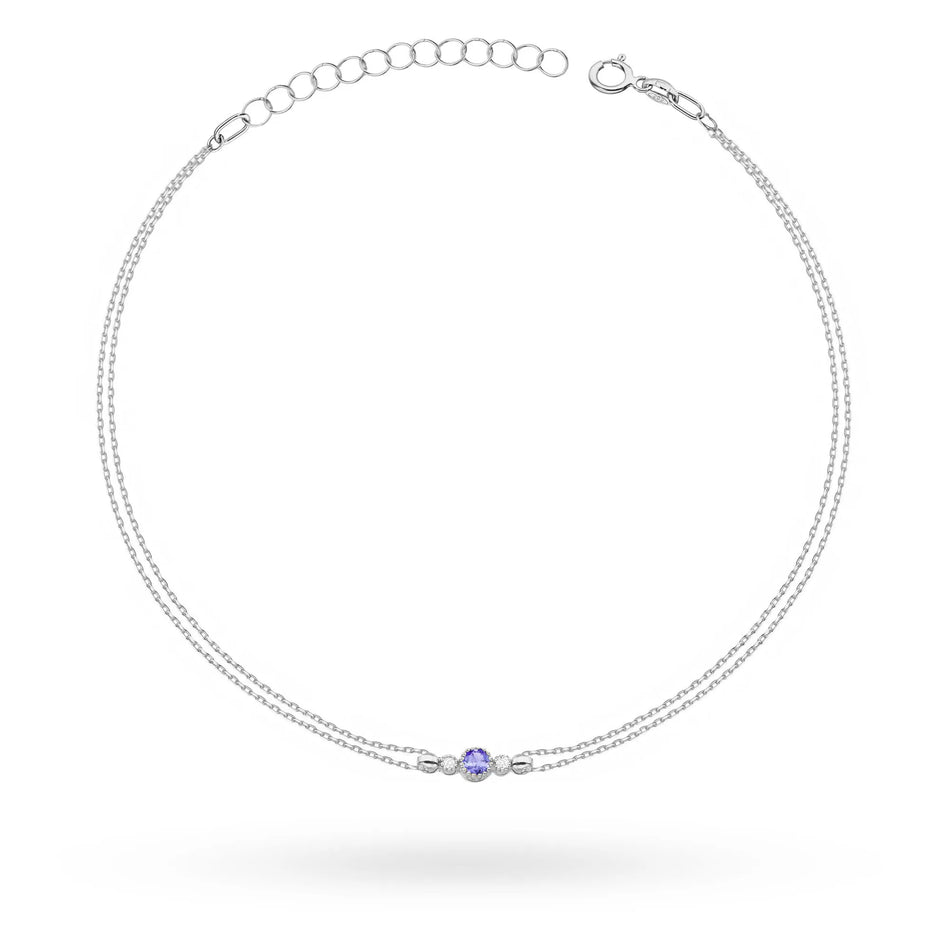 14k White Gold (585) Bracelet | 0.15ct Tanzanite & 0.029ct Diamonds