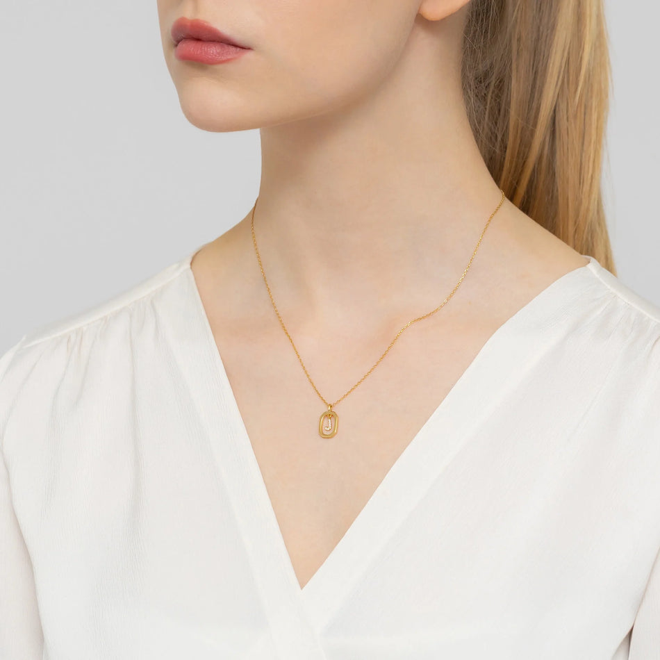 Gold-Plated Silver (925) Necklace | Letter J & Zirconia | GREMARI Jewelry