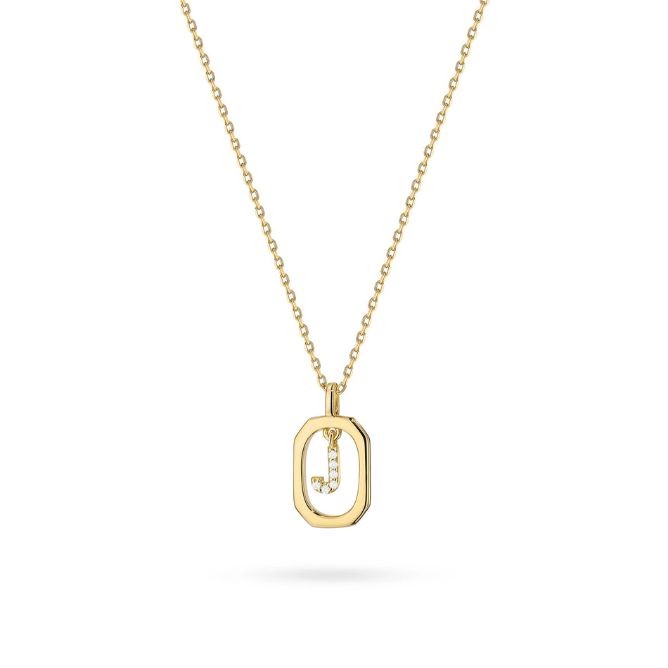 Gold-Plated Silver (925) Necklace | Letter J & Zirconia | GREMARI Jewelry