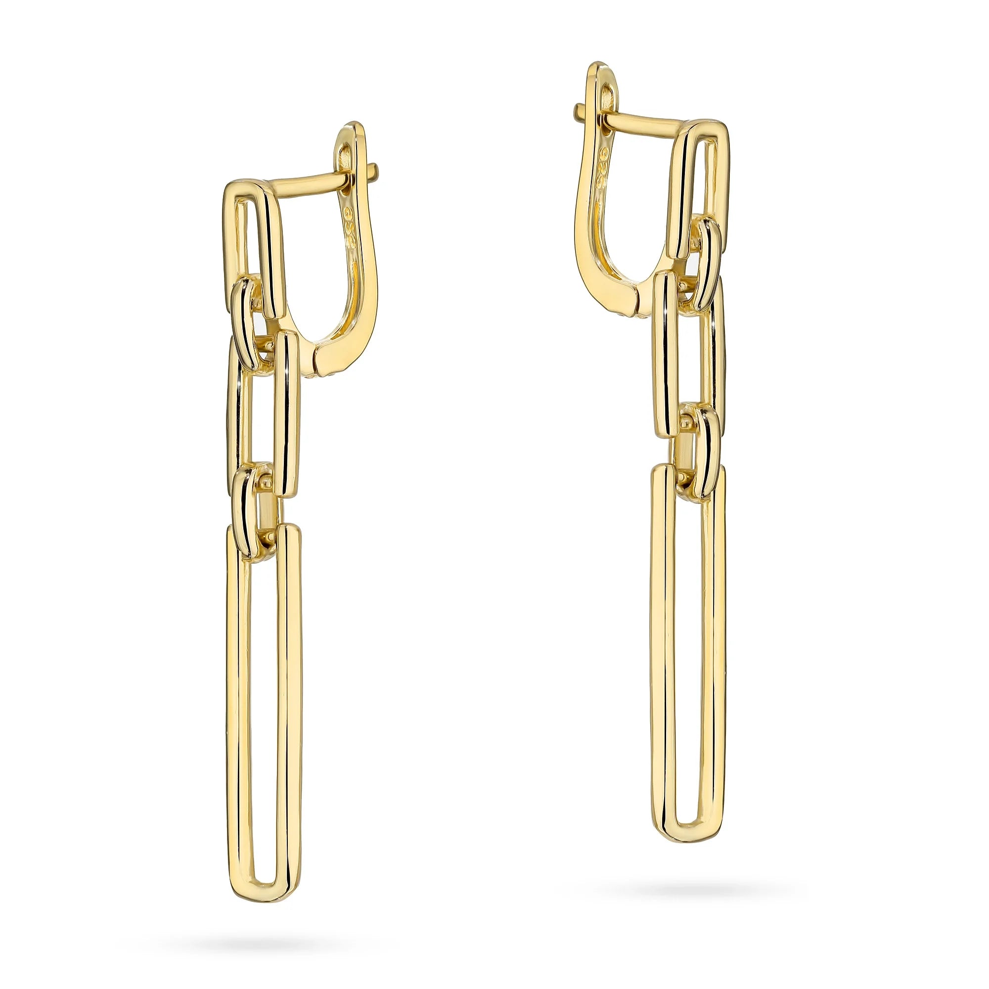 Gold-Plated Silver (925) Earrings | Geometric Rectangle Drop | GREMARI Jewelry