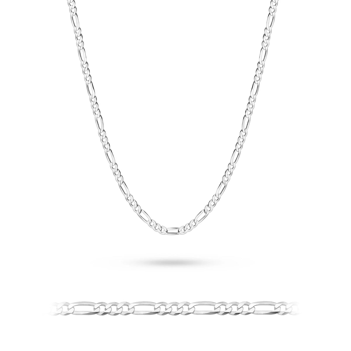 925 Silver Chain | Men's Figaro Chain 3.4mm Wide | GREMARI Jewelry